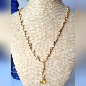 Gold plated,Sterling Silver Flower Vine, and Citrine Necklace